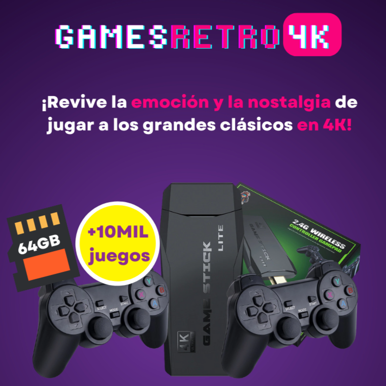 Games Retro 4K PRO Original 20.000 juegos + 2 Controles inalambricos